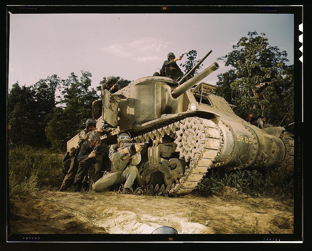 m 3 tank and crew using small arms at fort knox in kentucky