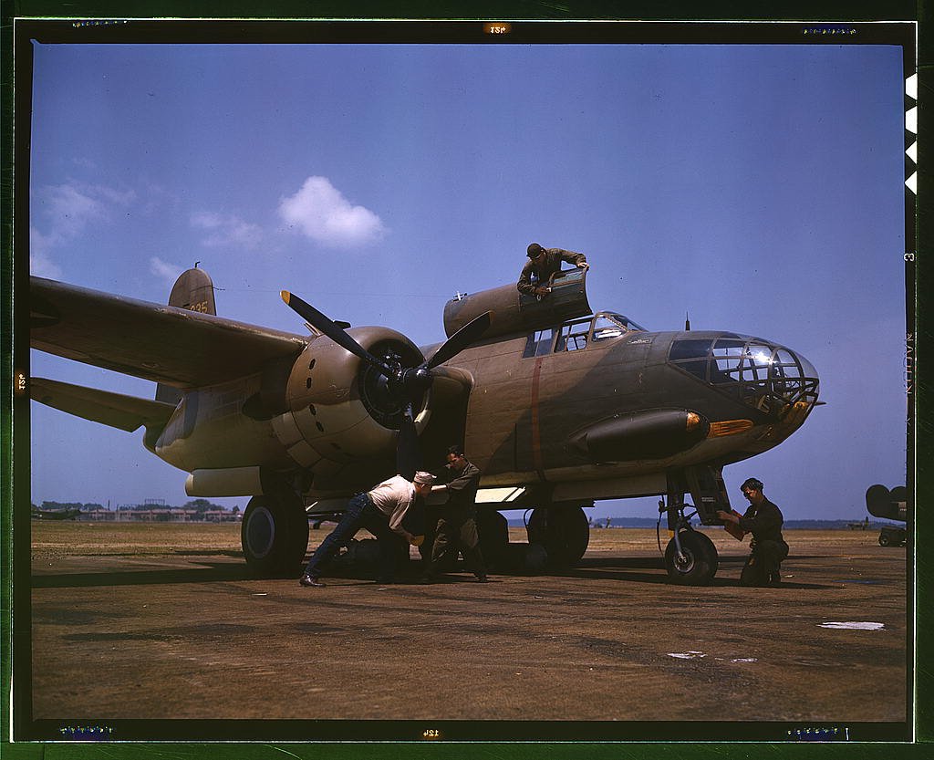 servicing an a 20 bomber at langley field